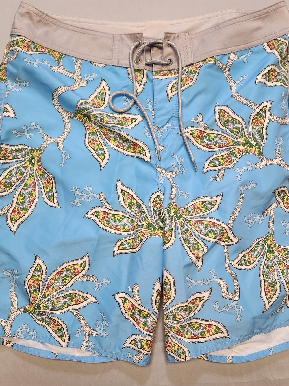 Old Bull Lee Mens Size 35 Get Them Wet Swim Surf Wear Trunks Blue Floral NWOT